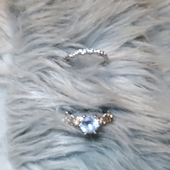 Two tone 925 silver/Rose Gold white sapphire ring - Picture 7 of 8